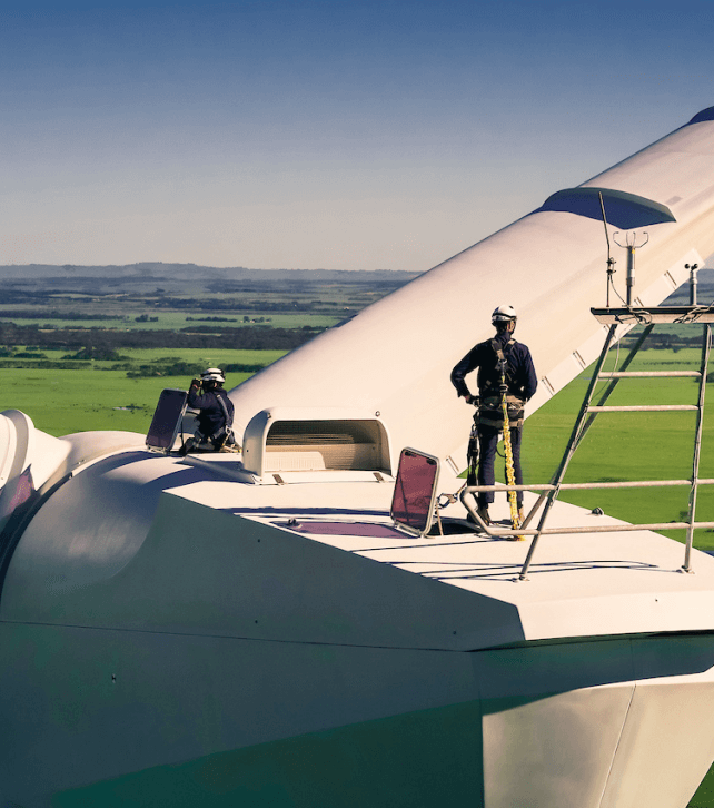 Wind turbines at sunset