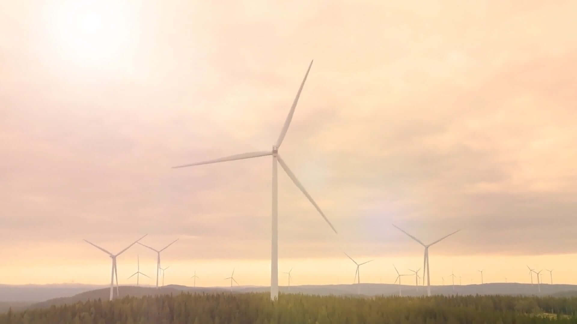 Wind turbines at sunset